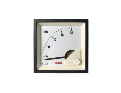 Amperomierz analogowy panelowy 20 (Input)mA DC -10C do +65C RS PRO