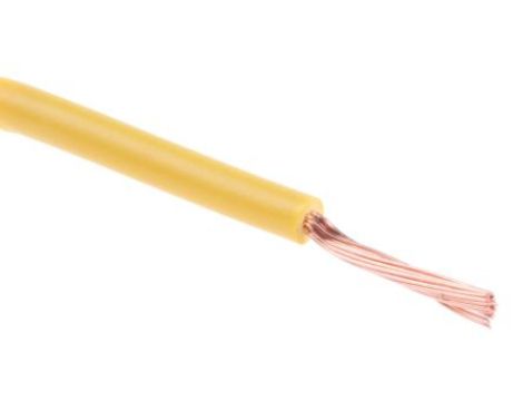 Przewód jednożyłowy linkowy, 2491X, 0,75 mm, 24/0,2 mm, 18 AWG, PVC, 500 V, Żółty, dł. 100m, RS PRO