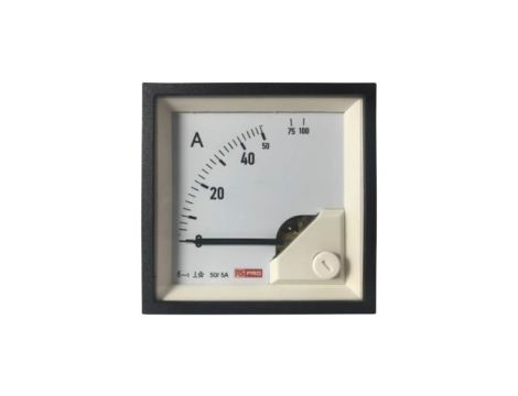 Amperomierz analogowy panelowy 10 (Input) A, 100 (Scle) A, 50/5 (CT) A AC -10C do +65C RS PRO
