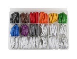 Zestaw do znakowania kabli, typ: Cable Marker, 3600 x 200 znaczników: 0 → 9 (oznaczone kolorami), Bez napisu