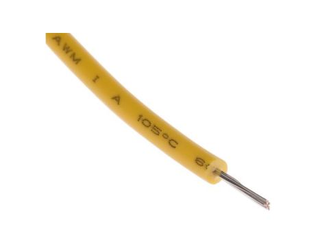 Przewód jednożyłowy linkowy, Przewód instalacyjny, 0,2 mm, 11/0,16 mm, 24 AWG, PVC, 600 V, Żółty, dł. 100m, RS PRO