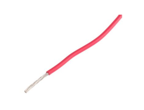 Przewód o podwyższonej odporności PVC Czerwony, 100m 0,6 mm 19/0,2 mm, 250 V, -40 → +105C, Ø 1.9mm, RS PRO