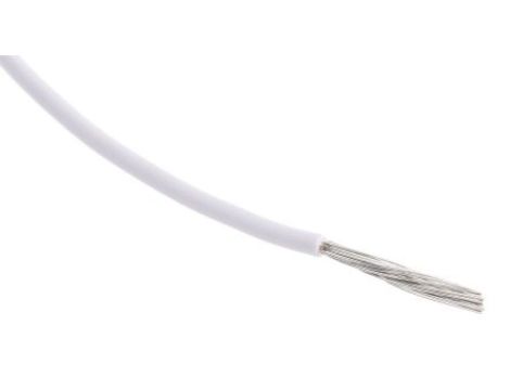 Przewód o podwyższonej odporności PVC Biały, 100m 0,6 mm 19/0,2 mm, 250 V, -40 → +105C, Ø 1.9mm, RS PRO