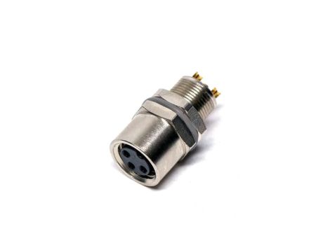 Złącze okrągłe M8 żeńskie proste do lutowania 3pin 60V T4033014031-000
