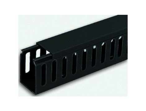 Koryto z wypustami do łańcucha kablowego Czarny PVC Zamknięty Koryto panelowe z otworami 50 mm 50mm 2m RS PRO