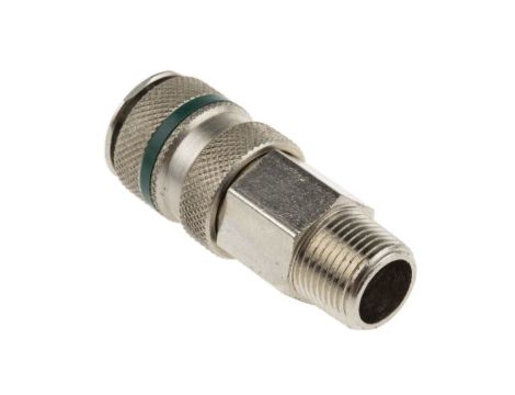 Szybkozłączka pneumatyczna, materiał Mosiądz, stal, złącze R 3/8 męskie, RS PRO Rectus 17, Schrader NW5