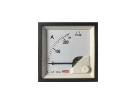 Amperomierz analogowy panelowy 10 (Input) A, 250/5 (CT) A, 500 (Scle) A AC -10C do +65C RS PRO