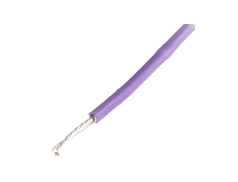 Przewód o podwyższonej odporności PTFE Fioletowy, 100m 0,6 mm 19/0,2 mm, 600 V, -75 → +200C, Ø 1.6mm, RS PRO