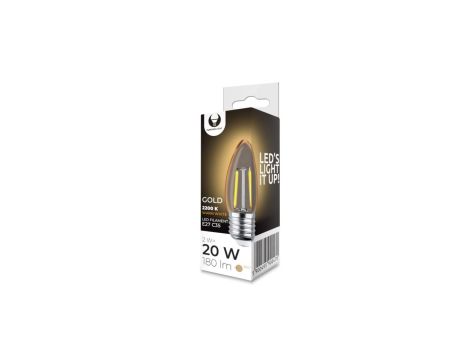 Żarówka LED Filament E27 C35 2W 230V 2200K 180lm COG złota Forever Light
