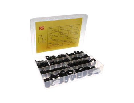 Zestaw przelotek kablowych Czarny PVC Osiem różnych, dopasowanych kształtowo pierścieni typu 1, dwa oddzielne,