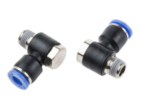 Złącze kątowe gwint R 1/8 męskie, Wciskane 6 mm RS PRO