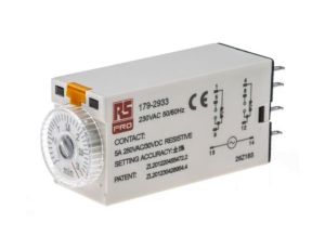 Przekaźnik czasowy zwłoczny jednofunkcyjny 0.1 → 3min DPDT 2-stykowy DPDT 230V ac
