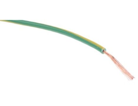 Przewód jednożyłowy linkowy, 2491X, 0,5 mm, 16/0,2 mm, 20 AWG, PVC, 500 V, Zielony/Żółty, dł. 100m, RS PRO