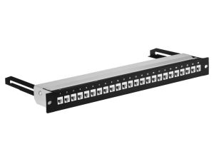 Patch panel pusty wysuwany RACK 19 1U na 24 moduły keystone kat.5e, 6, 6a UTP czarny