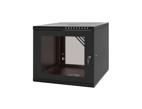 Szafa wisząca RACK 19 9U 600mm drzwi szklane czarna PRO