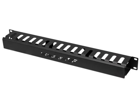 Organizator kabli RACK 19 1U grzebieniowy zamykany metalowy czarny z przesputami