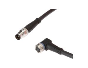 Kabel połączeniowy, 0,3 m, M8 żeński (gniazdo) 4-pinowy kątowy, M8 męski (złącze) 4-pinowy prosty, VK030F71
