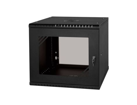 Szafa wisząca RACK 19 9U 450mm drzwi szklane czarna PRO