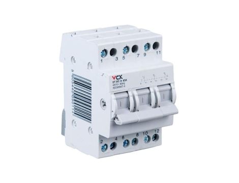 Przełącznik modułowy instalacyjny wyboru zasilania sieci 1-0-2 3P 63A SF463 VCX 73.0453