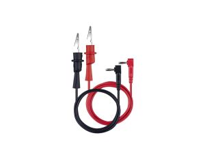 Kable przewody pomiarowe do miernika (wtyk kątowy typu BANAN / złącze typu KROKODYL) HQ 2x 0,85m czarny + czerwony