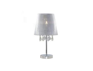 Lampka nocna Mona srebrne wykończenie z abażurem do sypialni LP-5005/1TS srebrna Light Prestige