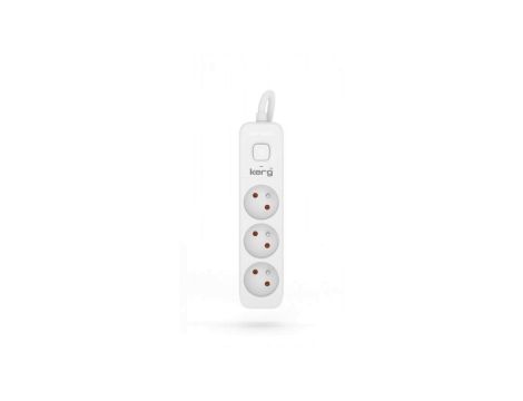 Przedłużacz KERG z wyłącznikiem-3 gniazda-biało-szary-1,5m-10A-H05VV-F-3x1,0mm2