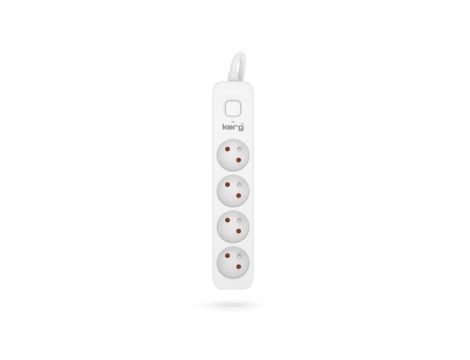 Przedłużacz KERG z wyłącznikiem-4 gniazda-biało-szary-3m-10A-H05VV-F-3x1,0mm2