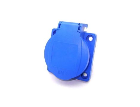 Gniazdo z uziemieniem 38x38mm 230V tablicowe IP54 niebieskie