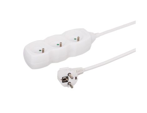 Przedłużacz 3-gniazdowy 1,0 m, 3x1,0mm OWY, biały / 34310