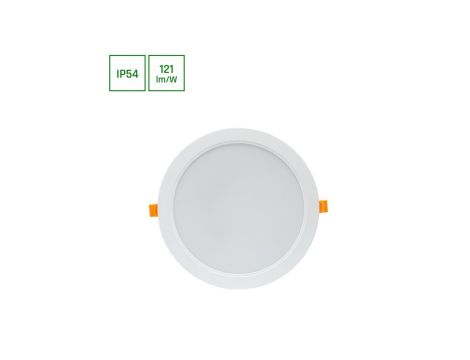 DURE 3 DOWNLIGHT 24W WW 230V 110st IP54 IK06 220x34 BIAŁY okrągła zasilacz zintegrowany