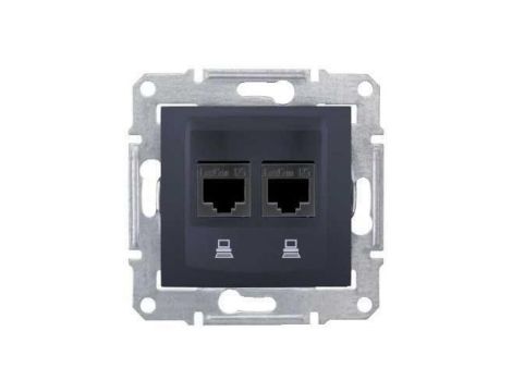 SEDNA Gniazdo komputerowe podwójne RJ45 kat.5e grafit SDN4400170
