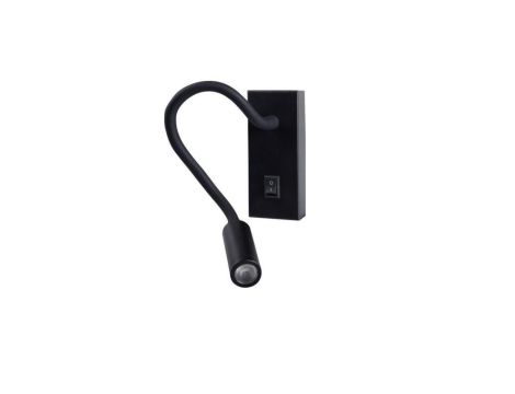 Kanlux kinkiet TONIL II LED B 3,3W czarny, 3000K, 145lm, włącznik w obudowie, do montażu przy łóżku do czytania, elastyczne rami