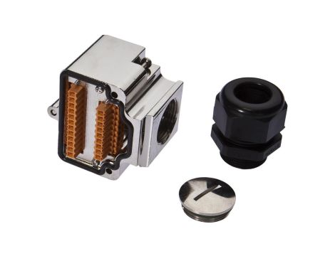 VK000028, łącznik, kątowy, do samodzielnego montażu, połączenie śrubowe, M25 x 1.5, Ø14-18mm, 2A, 30V