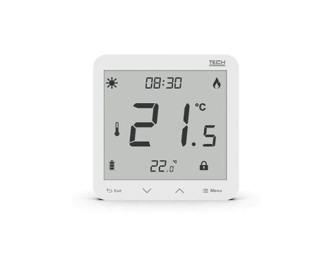 TECH ST-297 V3 - Regulator pokojowy przewodowy dwustanowy kolor biały szklany