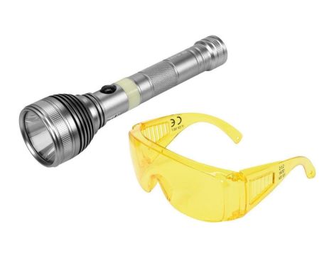 ZESTAW LATARKA UV AKUMULATOROWA 3W + OKULARY