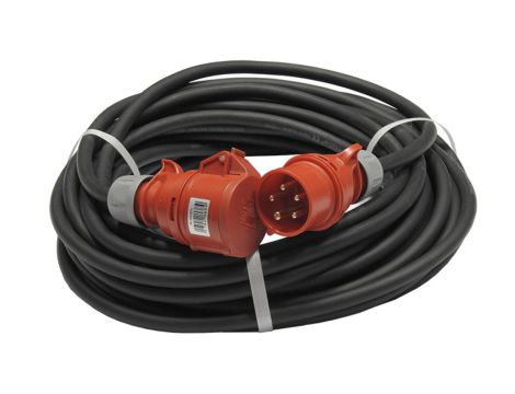Przedłużacz budowlany elCORD z inwerterem faz CEE 16A 400V IP44 25m H07RN-F 5G2,5 (gumowy OPD) z wt. i gn. CEE 16A-5P 31256250
