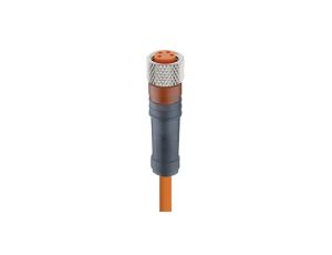 Kabel konfekcjonowany jednostronnie M8 4-pinowy żeńskie proste złącze z samoblokującym gwintem pomarańczowy PVC RKMV 4-07/10 M