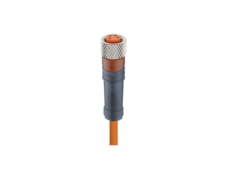 Kabel konfekcjonowany jednostronnie M8 4-pinowy żeńskie proste złącze z samoblokującym gwintem pomarańczowy PVC RKMV 4-07/10 M