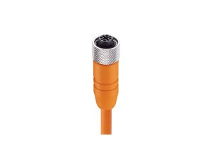 Kabel konfekcjonowany jednostronnie M12 złącze żeńskie 4-pinowe proste gwintowane ekranowany PVC pomarańczowy RKTS 4-182/5 M