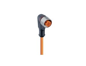 Kabel konfekcjonowany jednostronnie złącze M12 żeńskie kątowe 4-pinowe kodowanie A pomarańczowy PVC RKWT 4-07/5 M
