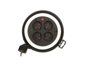 Kompaktowy przedłużacz 3m zwijany Comfort-Line CLS 4x230V czarny/biały H05VV-F 3G1,5 1109224