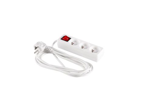 Przedłużacz z wyłącznikiem 3-gniazda z/u 1,5m /H05VV-F 3G1/ biały PM-ZW-3G-15