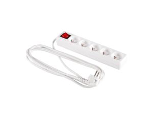 Przedłużacz z wyłącznikiem 5-gniazd z/u 1,5m /H05VV-F 3G1/ biały PM-ZW-5G-15