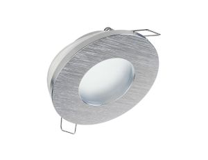Oprawa DELUXE okrągła hermetyczna IP44 srebrna szczotkowana drapana aluminiowa z szybką szron