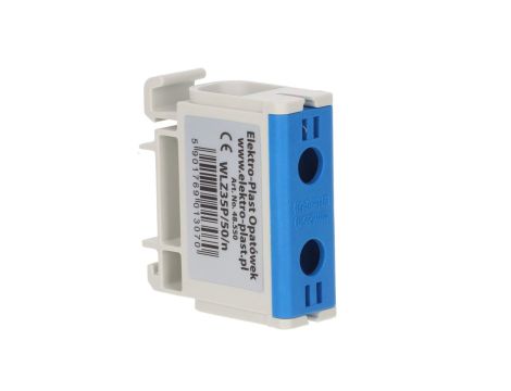 Blok rozdzielczy-odgałęźny 1-polowy AL/CU 2,5-50mm2 niebieski montaż płaski i na szynę TH WLZ35P/50/n 48.550