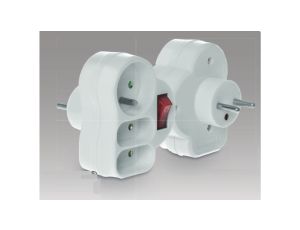 Rozgałęźnik wtyczkowy z wyłącznikiem 1-gniazdo z/u + 2x Euro biały R-12WS