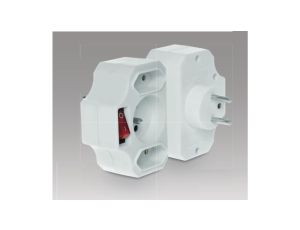 Rozgałęźnik wtyczkowy z wyłącznikiem 1-gniazdo z/u + 2x Euro biały R-12WS-B