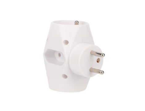Rozgałeźnik wtyczkowy 2-gniazda z/u+2x Euro biały R-21