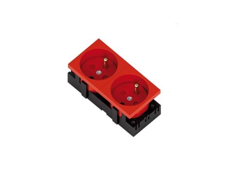Gniazdo elektryczne standard 2C 2x2P+Z z blokadą czerwone podwójne 1 szt. 333526