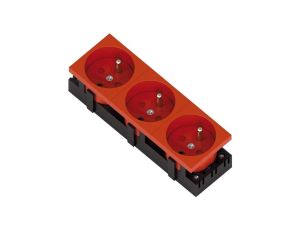 Gniazdo elektryczne standard 3C 3x2P+Z z blokadą czerwone potrójne 1 szt. 333538